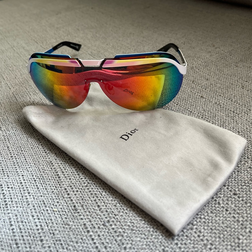 CHRISTIAN DIOR SOLAR/S 6OS-T5 YELLOW/GREEN MIRROR SUNGLASSES AUTHENTIC